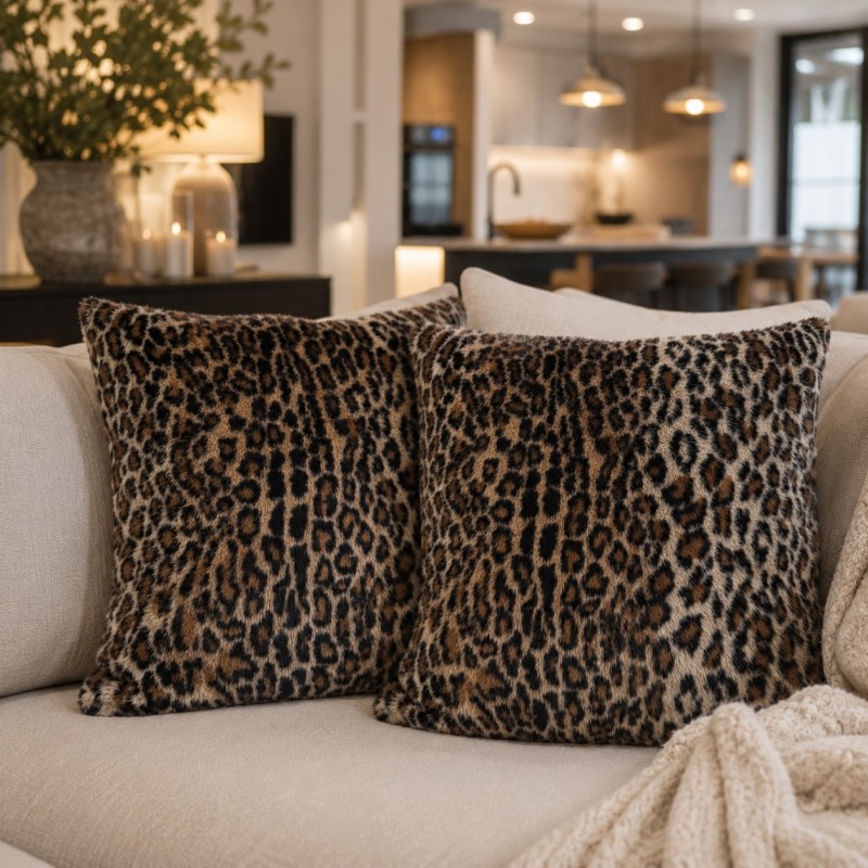 Faux Fur Cushion Black Bear | Black Fur Pillow | Black Fur Cushions