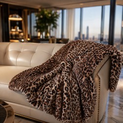 Plaid en fausse fourrure polaire de luxe | Plaids et couvertures de luxe en fausse fourrure crème