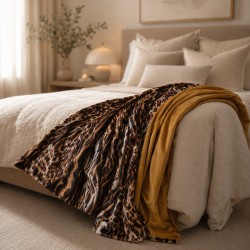 Animal Print Velvet Sofa Throw | Reversible Leopard Print Throw