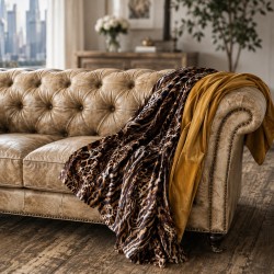 Animal Print Velvet Sofa Throw | Reversible Leopard Print Throw