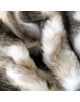 Italian Wolf striped faux fur throw close up