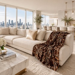 Large Animal Print Throw | Luxury Leopard Print Velvet Sofa Throw
