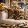 Golden Leopard Faux Fur Cushions | Animal Print Pillow & Cushions