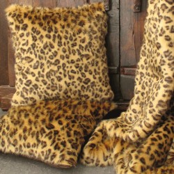Golden Leopard Faux Fur Cushions | Animal Print Pillow & Cushions