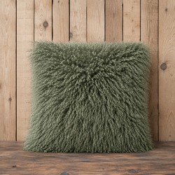 Green Mongolian Fur Cushions | Green Curly Haired Faux Fur Cushions