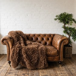 Mongolian Fur Blanket | Faux Sheepskin Throw | Brown Curly Fur Throw