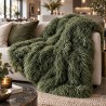 Mongolian Fur Blanket | Faux Sheepskin Throw | Green Curly Fur Throw
