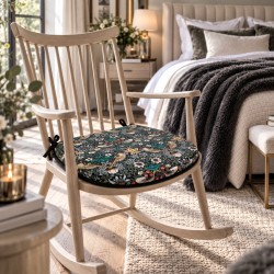 D Shaped Chair Pad Strawberry Thief Tealwood | William Morris Seat Pads