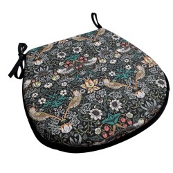 D-förmiges Sitzkissen Strawberry Thief Navy | Blaues Blumen-D-förmiges Sitzkissen