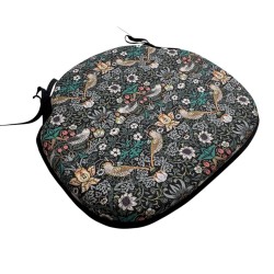 Cuscino per Sedia con Fiori "Strawberry Thief" Blu Navy | Cuscini per Sedia con Fiori |