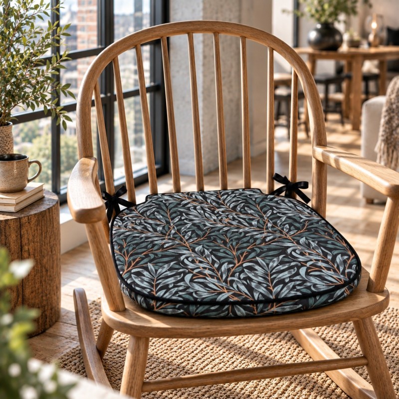Erdbeer-Dieb Navy Spindel Sitzkissen | Florale Spindel Stuhlkissen |
