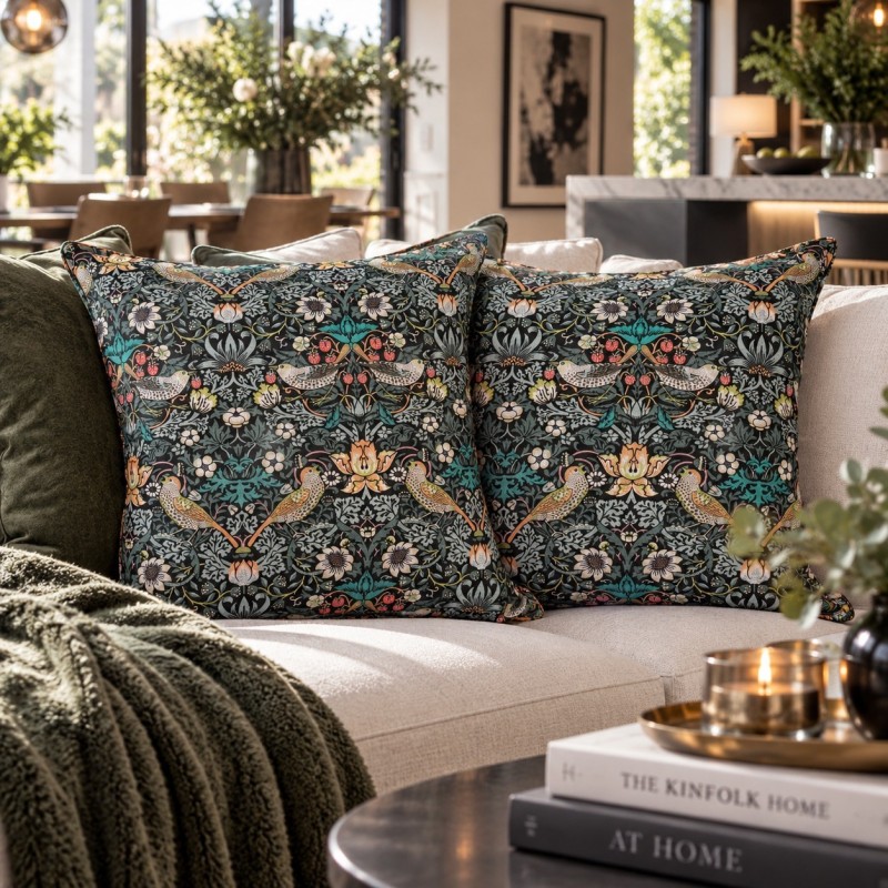 Strawberry Thief Tealwood Cushions| William Morris Scatter Cushions