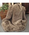 Fake fur throw in Mink design, golden brown faux fur throw