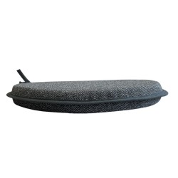 Round Herringbone Chair Pads | Grey Herringbone Bistro Seat Pads