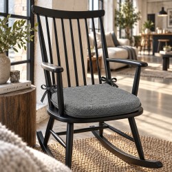 Small Herringbone Spindle Seat Pads | Spindle Shaped Grey Herringbone Chair Pads