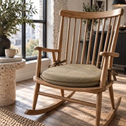 Large Herringbone Spindle Seat Pads | Spindle Shaped Mustard Herringbone Chair Pads