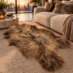 Natural Icelandic Sheepskin Rugs | Extra Large Brown Sheepskin