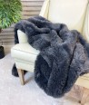 Bison dark brown faux fur throw blanket