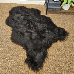 Black Long Haired Sheepskin Rug | Black Icelandic Sheepskins