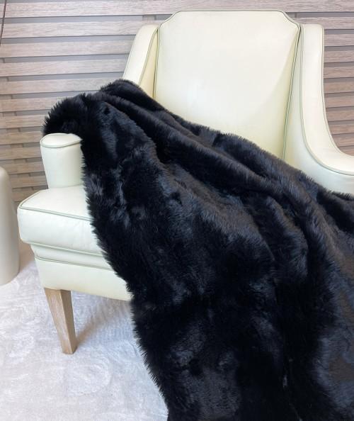 Black Wolf Faux Fur Cushion