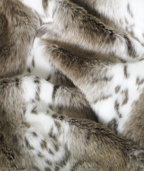 Close up image of Beige Lynx faux fur fabric