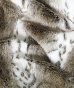 Close up image of Beige Lynx faux fur fabric