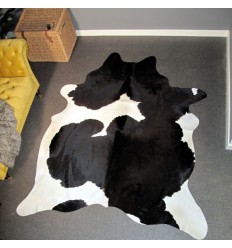 XX/Large Black and off-white Natural Cowhide Rug CR00135