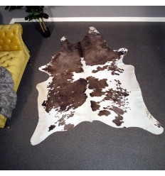X/Large Dark Brown and off-white Cowhide Rug CR00137