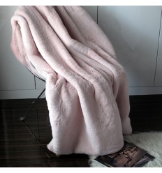 Super soft pale pink Richmond faux fur blanket throw
