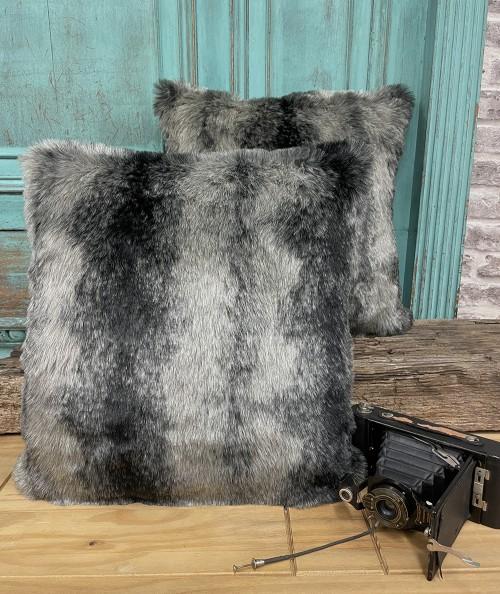 Grey Lynx Faux Fur Throw