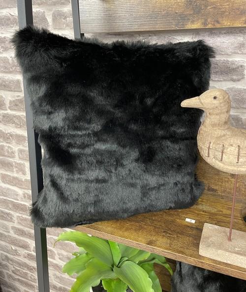 Economy black fur cushions