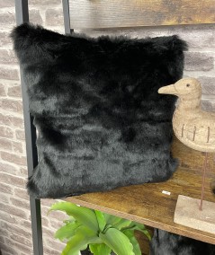 Economy black fur cushions