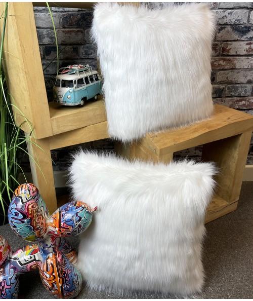Off white faux fur cushion covers