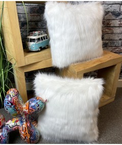 Off white faux fur cushion covers