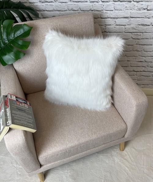 Luxury off white fur cushions