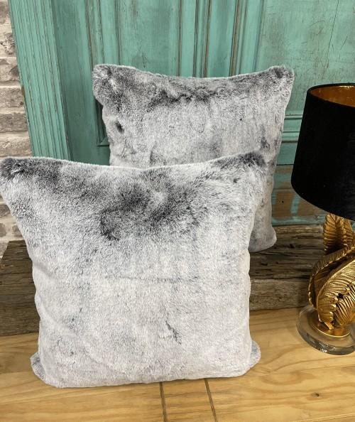 Luxury short haired grey fur cushions