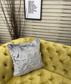 Luxury short haired grey fur cushion covers