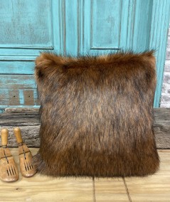 Long haired brown faux fur cushion covers