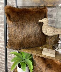 Luxury red brown faux fur cushions