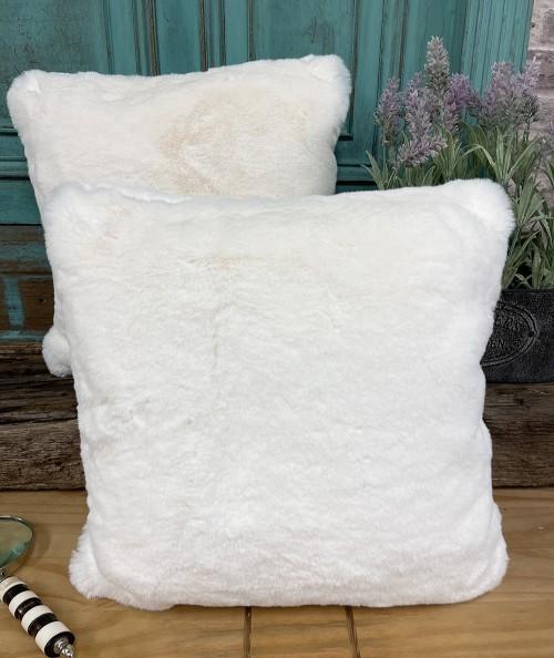 Luxury cream faux fur cushion covers