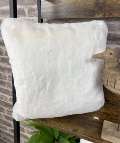 Luxury cream fake fur cushion covers