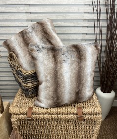 Luxury striped rabbit faux fur cushions