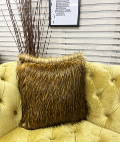 Luxury long haired ginger faux fur cushion covers
