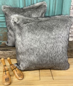 Grey faux fur cushion covers