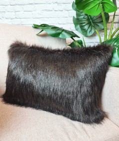 Long haired brown faux fur cushions