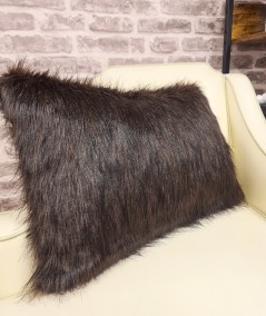 Long haired brown faux fur cushion covers
