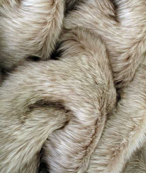 Two-tone beige faux fur fabric