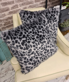 Grey spotted animal print faux fur cushion covers