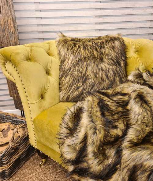 Long haired tri-coloured luxury faux fur cushions