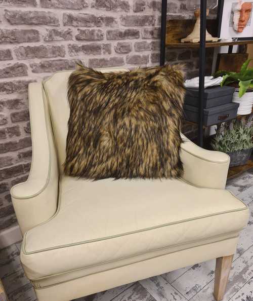 Long haired brown tri-coloured luxury faux fur cushions